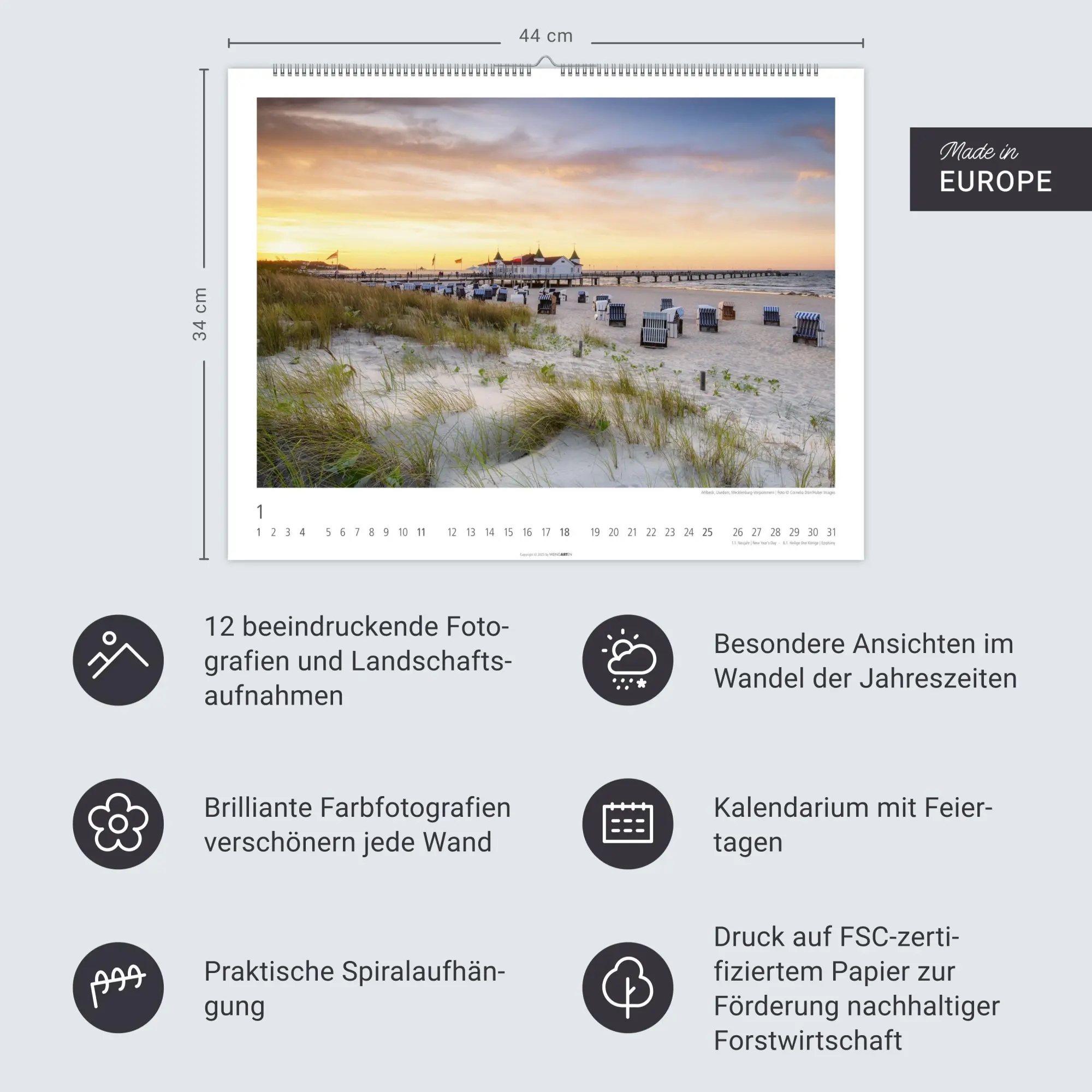 Bild: 9783839902233 | Deutschland Kalender 2026 - Germany | Kalender | Spiralbindung | 14 S.