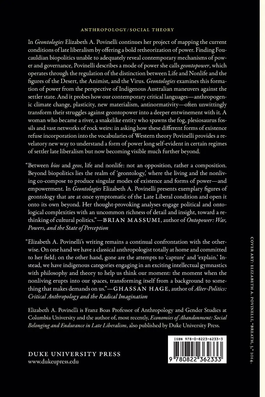 Rückseite: 9780822362333 | Geontologies | A Requiem to Late Liberalism | Elizabeth A. Povinelli