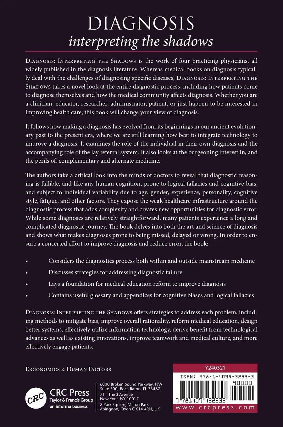 Rückseite: 9781409432333 | Diagnosis | Interpreting the Shadows | Pat Croskerry (u. a.) | Buch