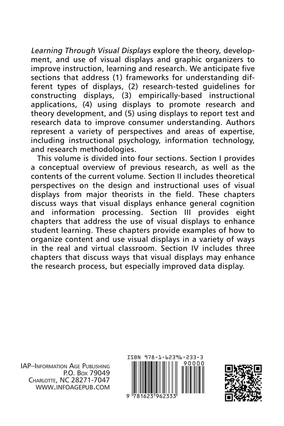 Rückseite: 9781623962333 | Learning Through Visual Displays | Gregory Schraw (u. a.) | Buch