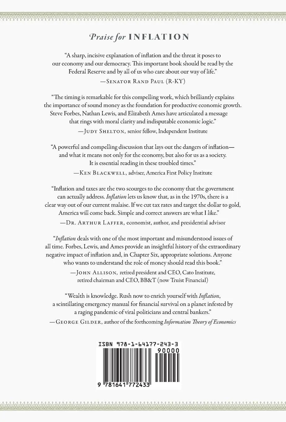 Rückseite: 9781641772433 | Inflation | What It Is, Why It's Bad, and How to Fix It | Buch | 2022