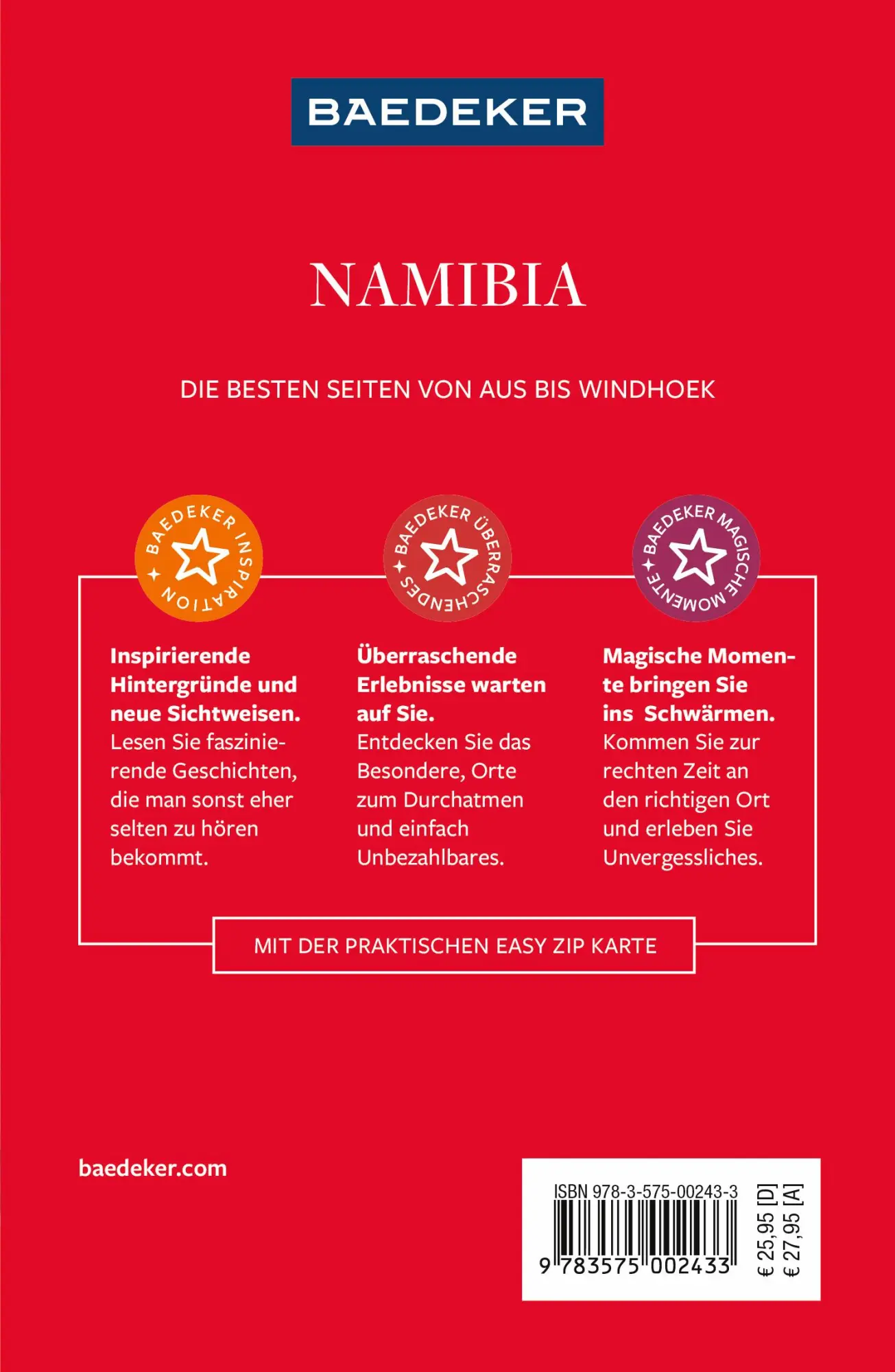 Rückseite: 9783575002433 | Baedeker Reiseführer Namibia | mit praktischer Karte EASY ZIP | Poser