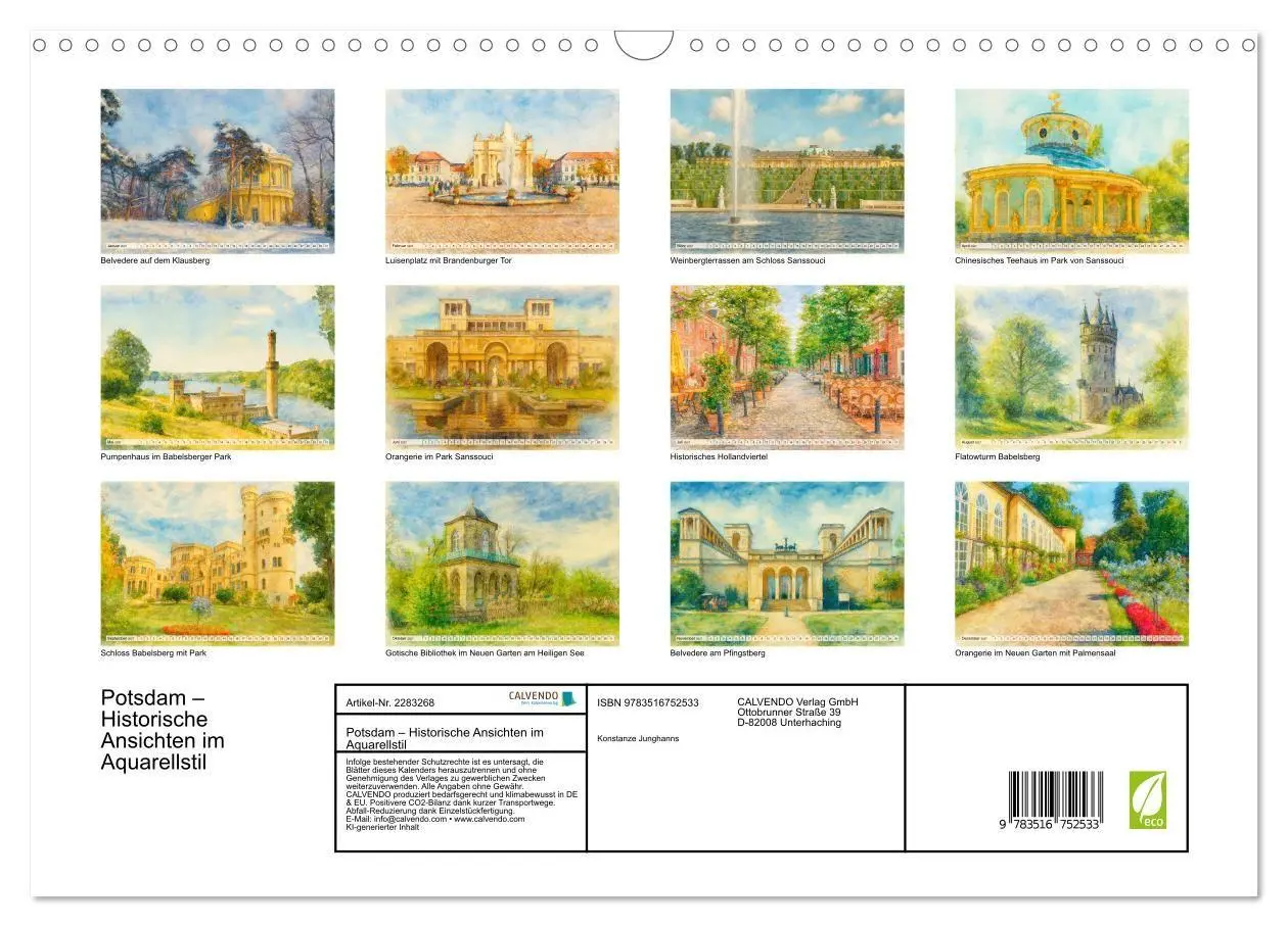 Bild: 9783516752533 | Potsdam - Historische Ansichten im Aquarellstil (Wandkalender 2027...