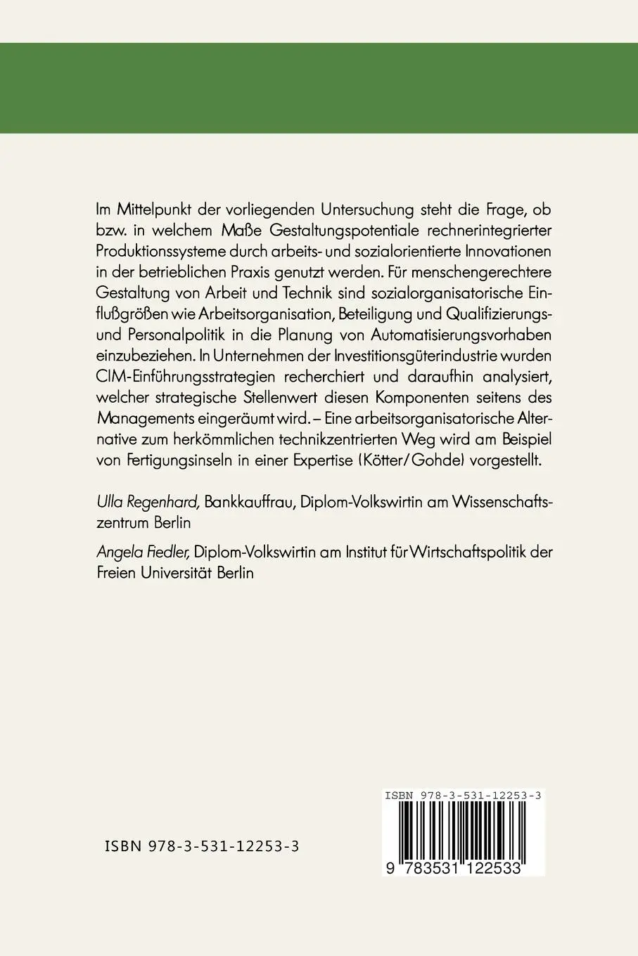 Rückseite: 9783531122533 | Mit CIM in die Fabrik der Zukunft? | Probleme und Erfahrungen | Buch