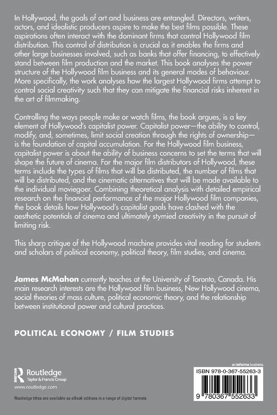 Rückseite: 9780367552633 | The Political Economy of Hollywood | James McMahon | Taschenbuch