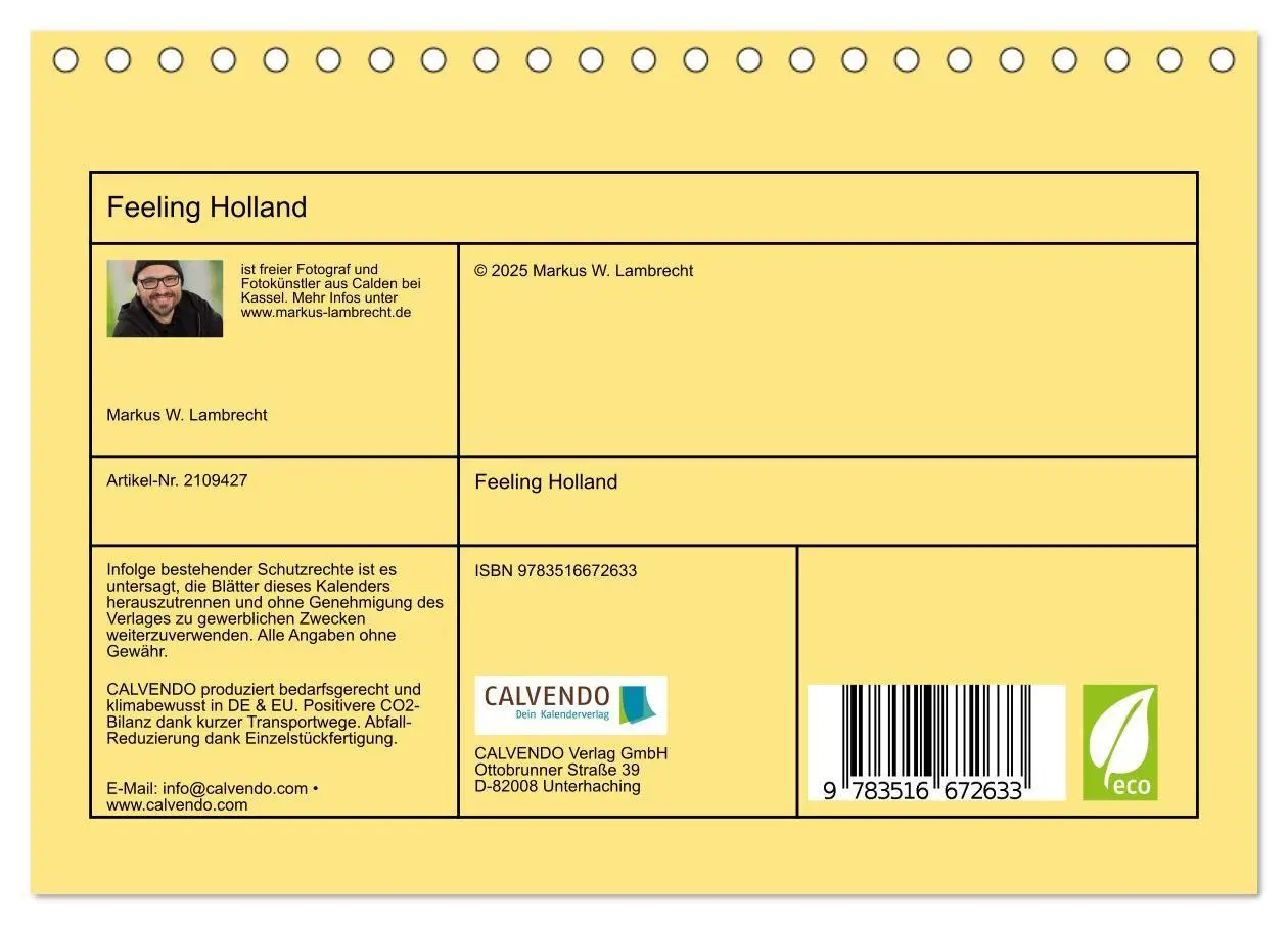 Bild: 9783516672633 | Feeling Holland (Tischkalender 2026 DIN A5 quer), CALVENDO...