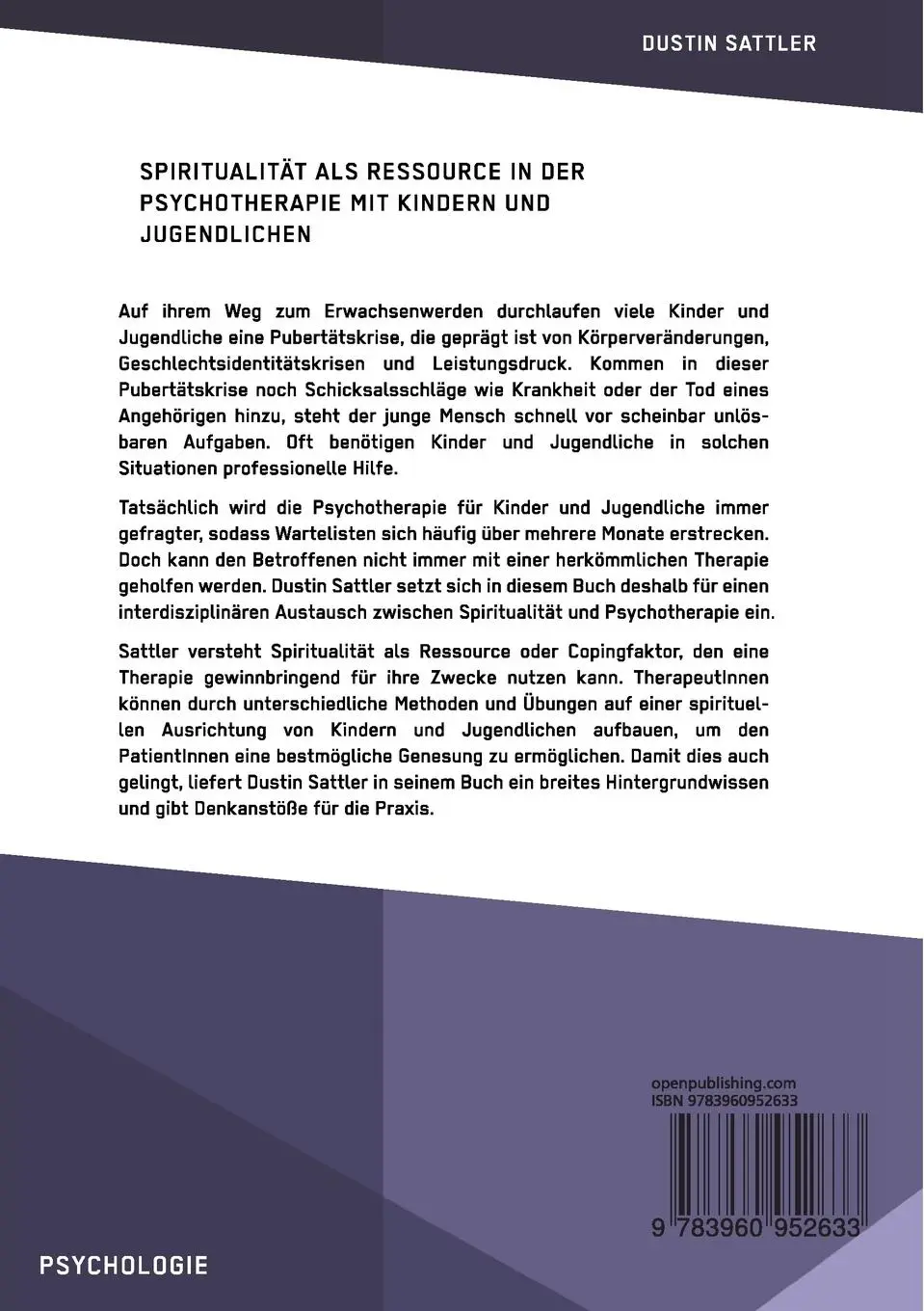 Rückseite: 9783960952633 | Spiritualität als Ressource in der Psychotherapie mit Kindern und...