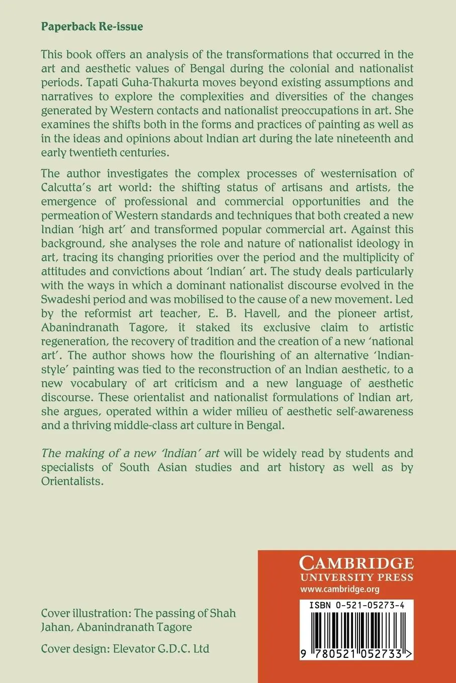 Rückseite: 9780521052733 | The Making of a New 'Indian' Art | Tapati Guha-Thakurta | Taschenbuch
