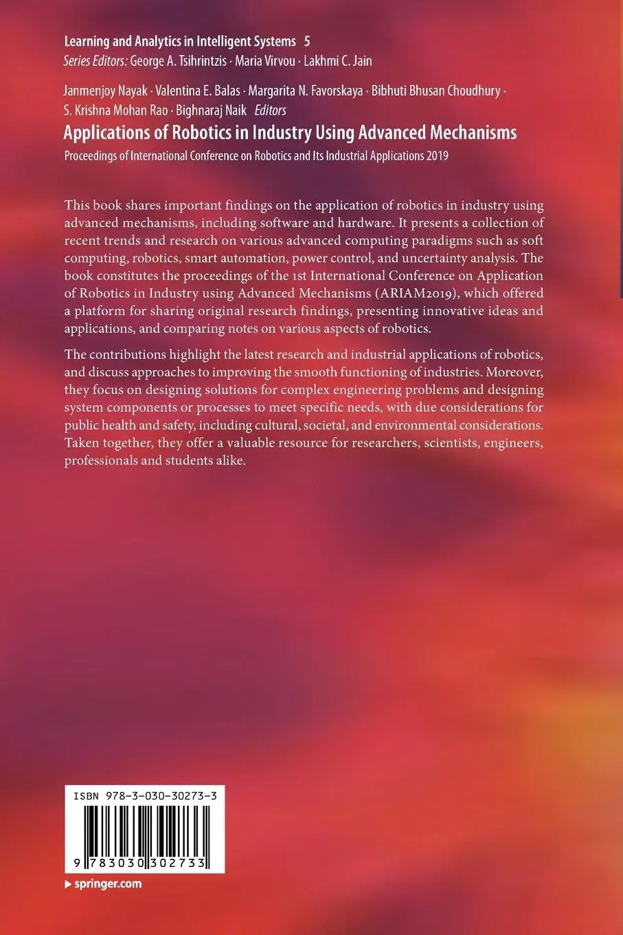 Rückseite: 9783030302733 | Applications of Robotics in Industry Using Advanced Mechanisms | Buch