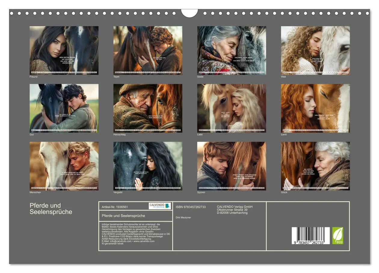 Bild: 9783457262733 | Pferde und Seelensprüche (Wandkalender 2026 DIN A3 quer), CALVENDO...