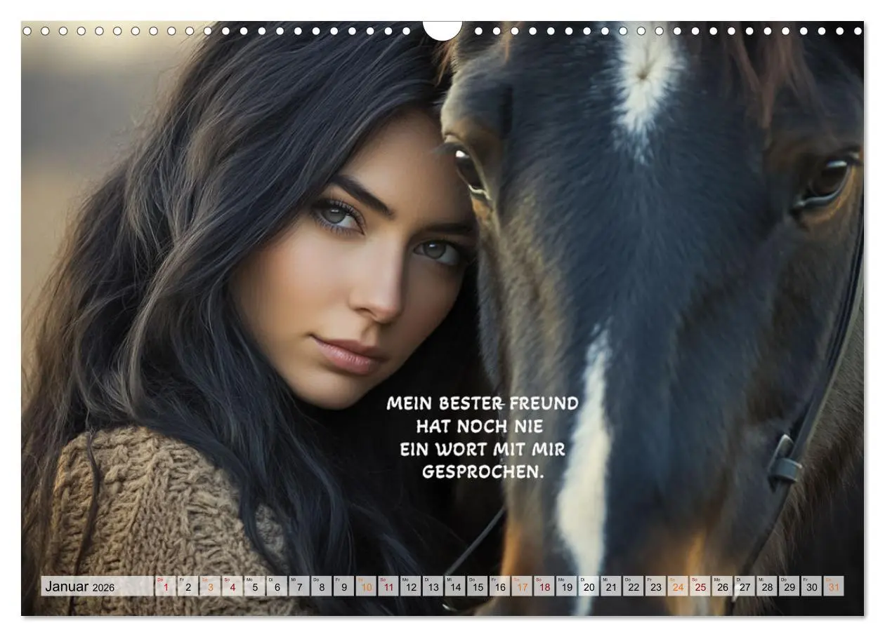Bild: 9783457262733 | Pferde und Seelensprüche (Wandkalender 2026 DIN A3 quer), CALVENDO...