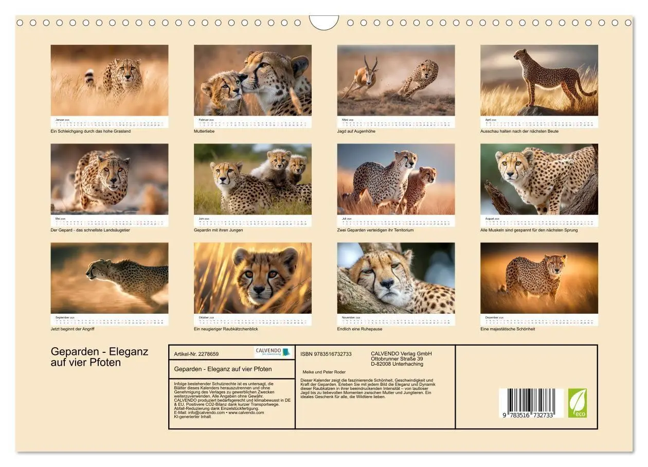 Bild: 9783516732733 | Geparden - Eleganz auf vier Pfoten (Wandkalender 2026 DIN A3 quer),...