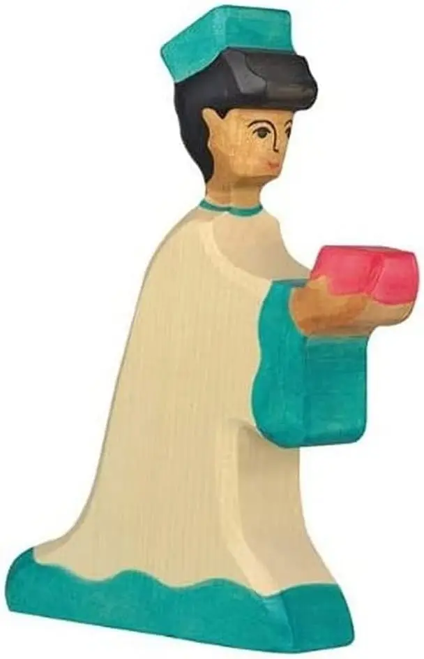 Cover: 4013594802833 | Goki 80283 - Melchior, beige/grün, Holzfigur, 18cm, Holztiger-Figur