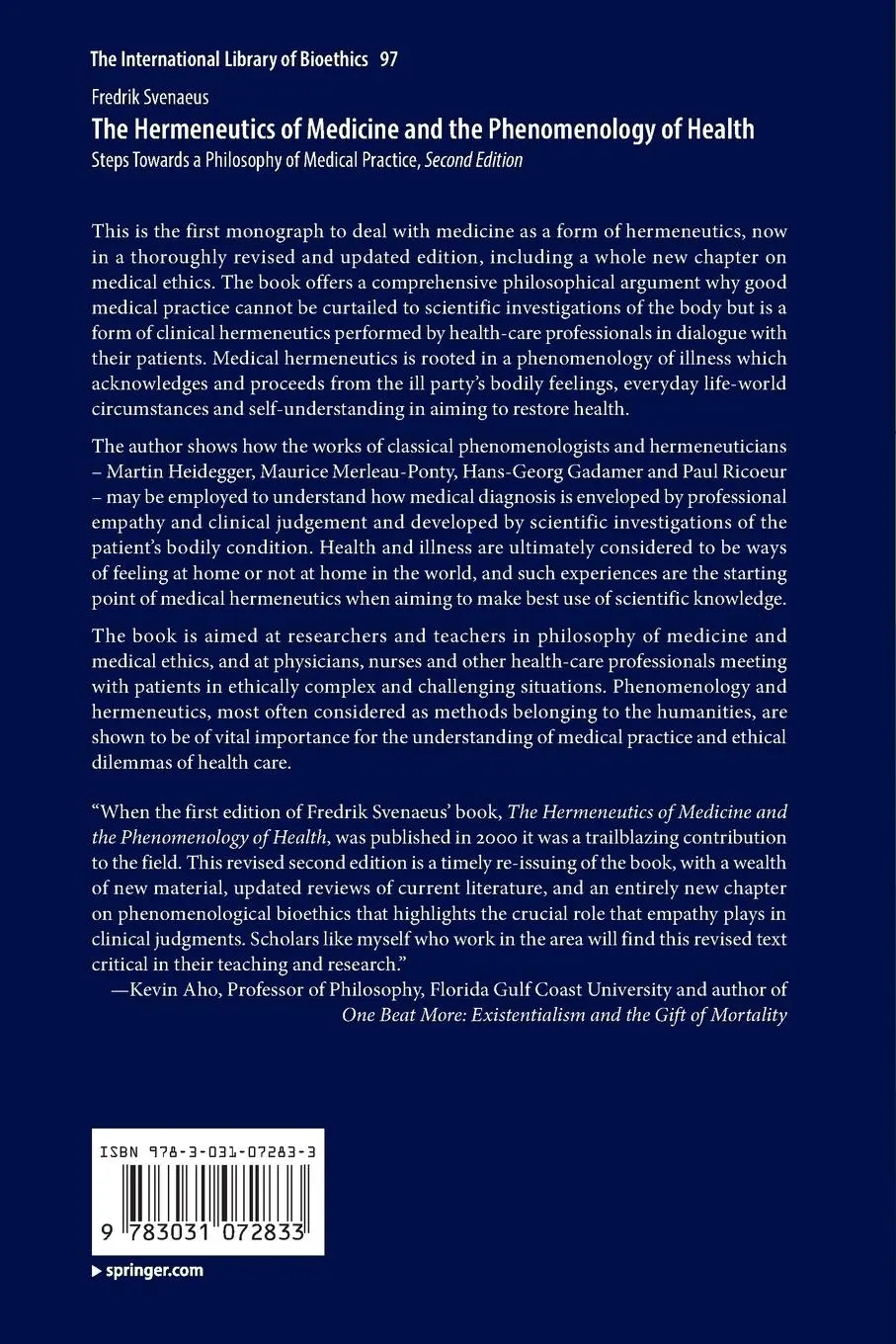Rückseite: 9783031072833 | The Hermeneutics of Medicine and the Phenomenology of Health | Buch