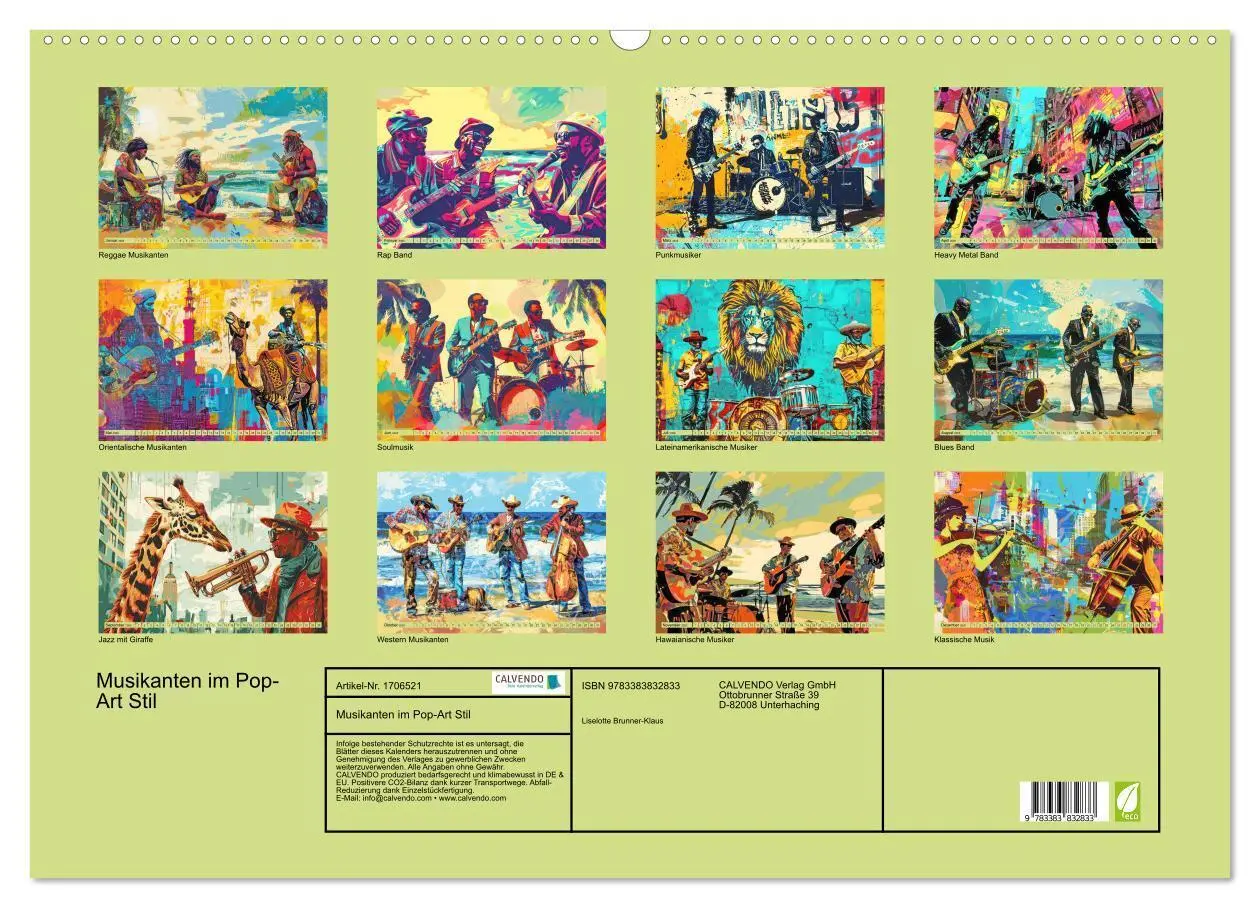 Bild: 9783383832833 | Musikanten im Pop-Art Stil (Wandkalender 2025 DIN A2 quer),...