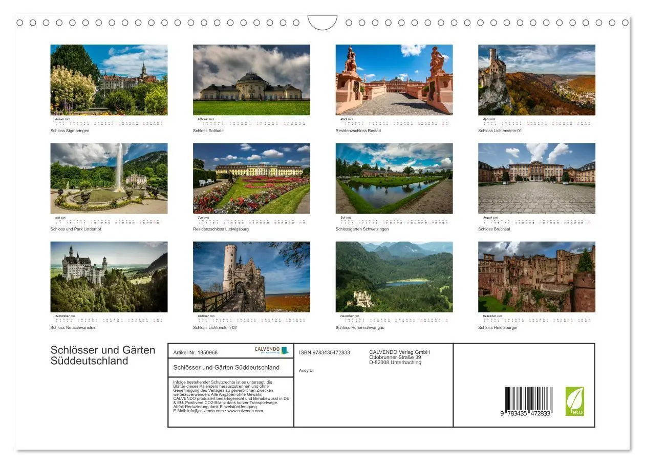Bild: 9783435472833 | Schlösser und Gärten Süddeutschland (Wandkalender 2025 DIN A3...