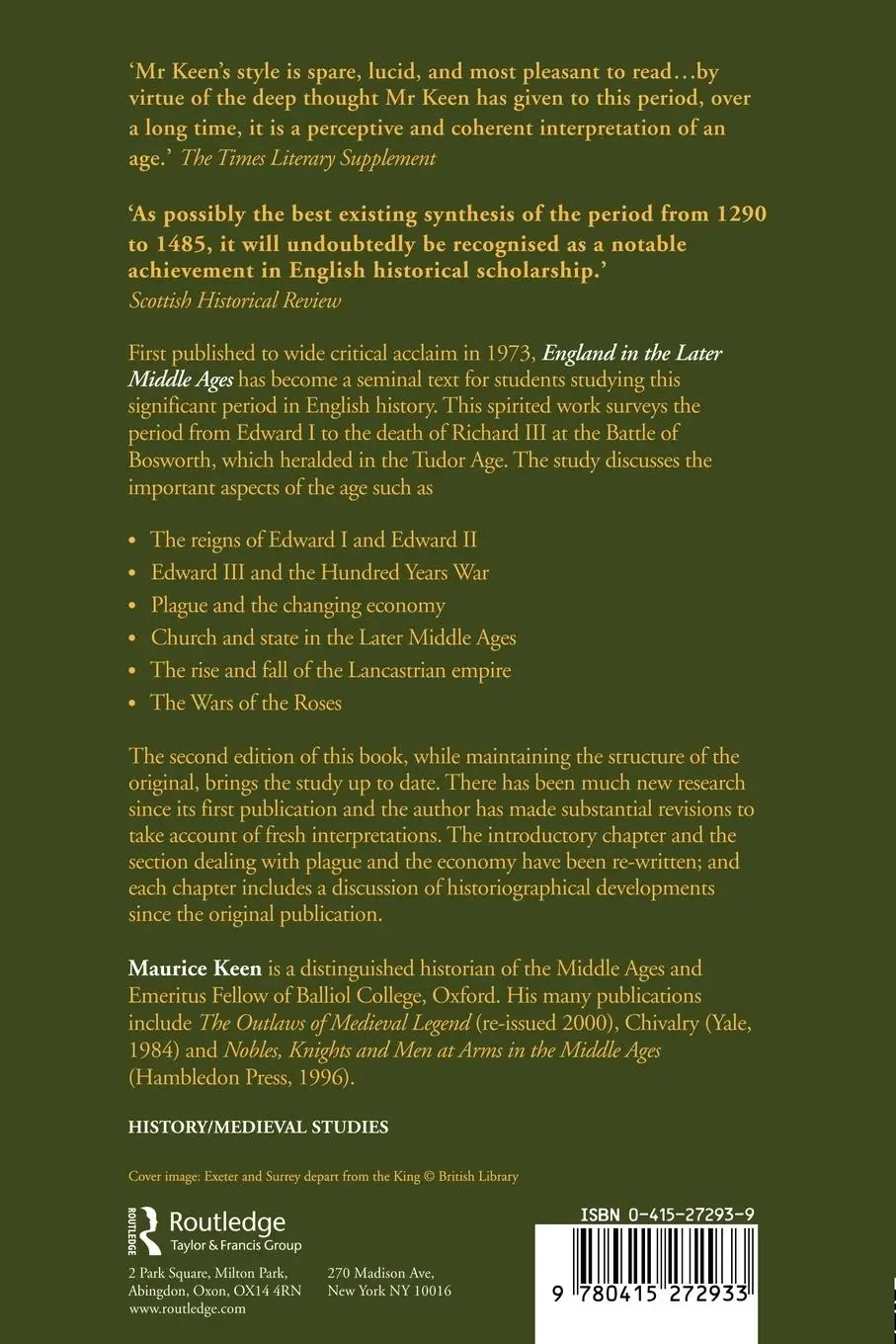 Rückseite: 9780415272933 | England in the Later Middle Ages | A Political History | M. H. Keen