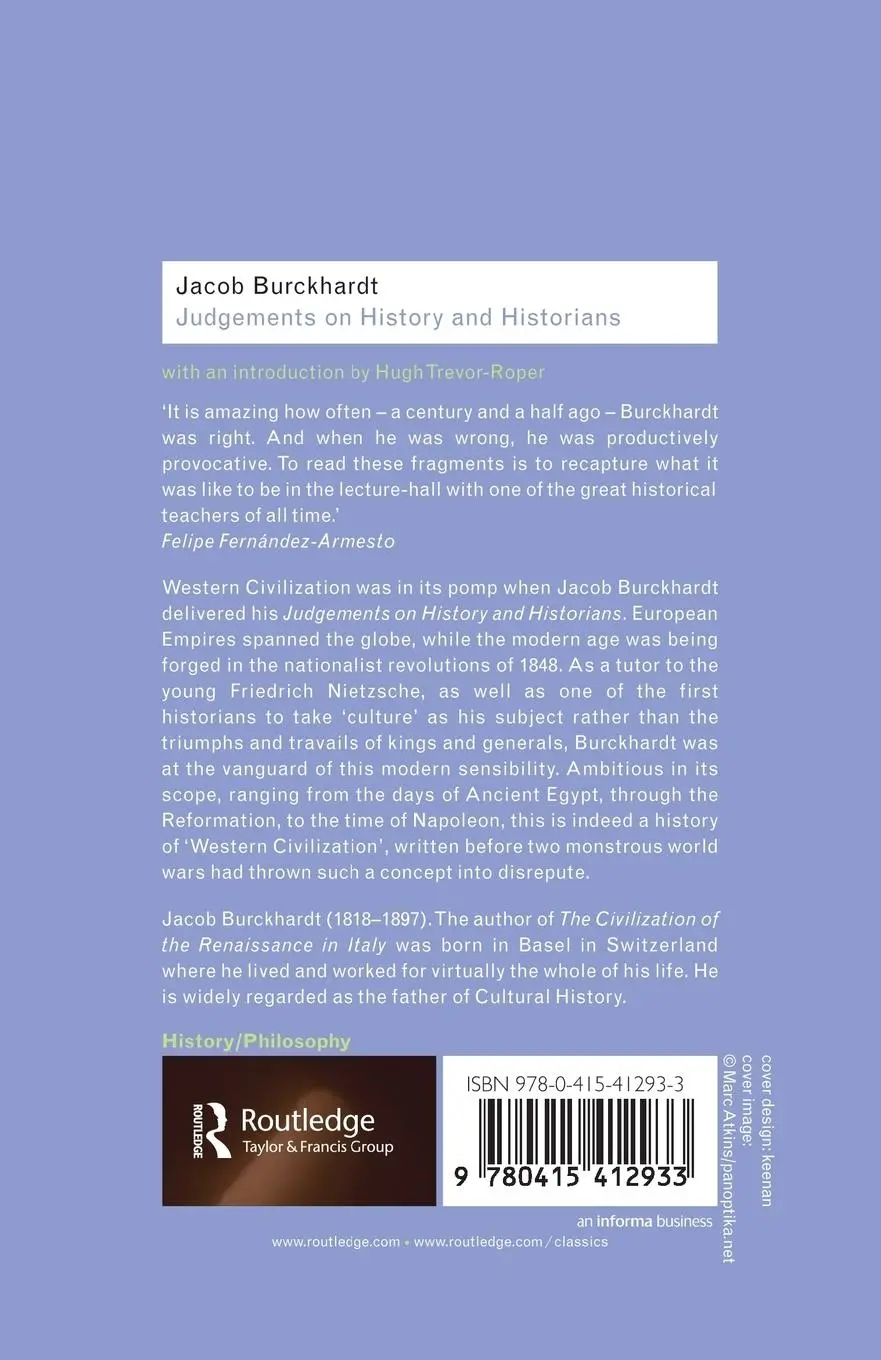 Rückseite: 9780415412933 | Judgements on History and Historians | Jacob Burckhardt | Taschenbuch