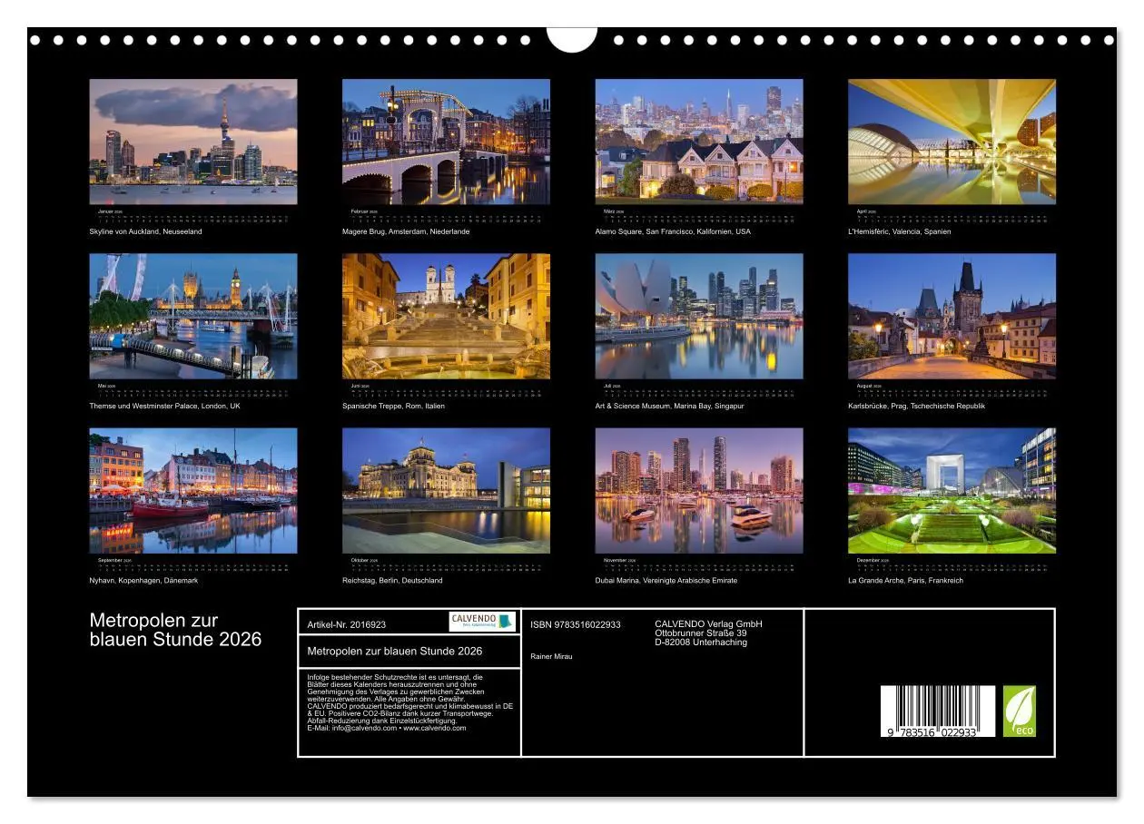 Bild: 9783516022933 | Metropolen zur blauen Stunde 2026 (Wandkalender 2026 DIN A3 quer),...