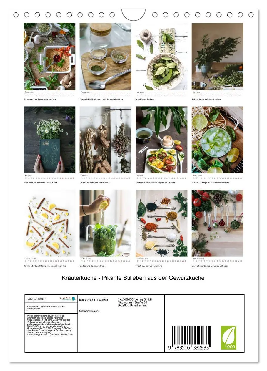 Bild: 9783516332933 | Kräuterküche - Pikante Stilleben aus der Gewürzküche (Wandkalender...
