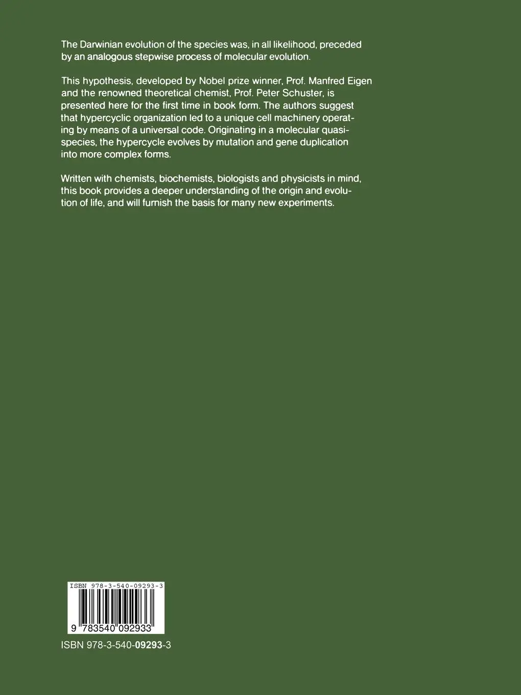 Rückseite: 9783540092933 | The Hypercycle | A Principle of Natural Self-Organization | Buch | vi