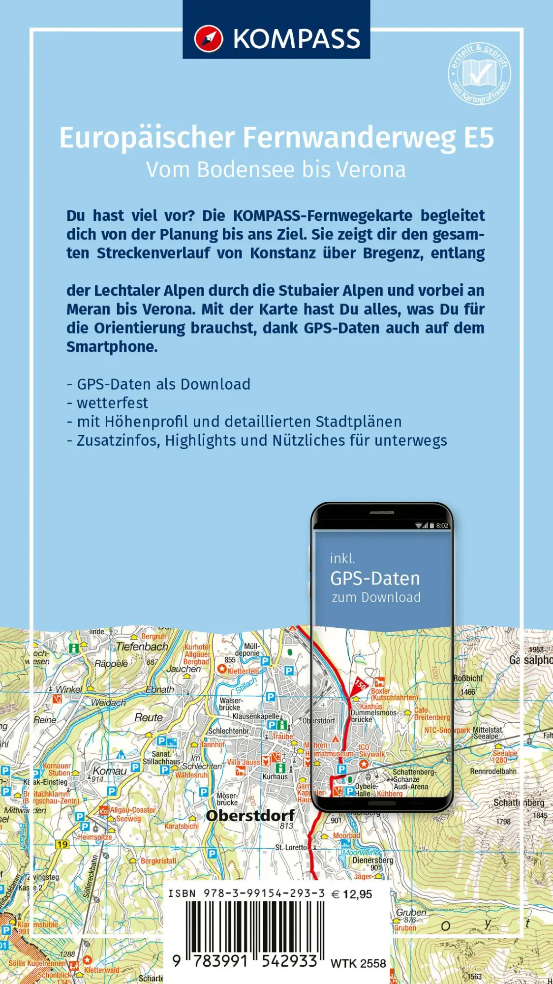 Rückseite: 9783991542933 | KOMPASS Wander-Tourenkarte Europäischer Fernwanderweg E5...