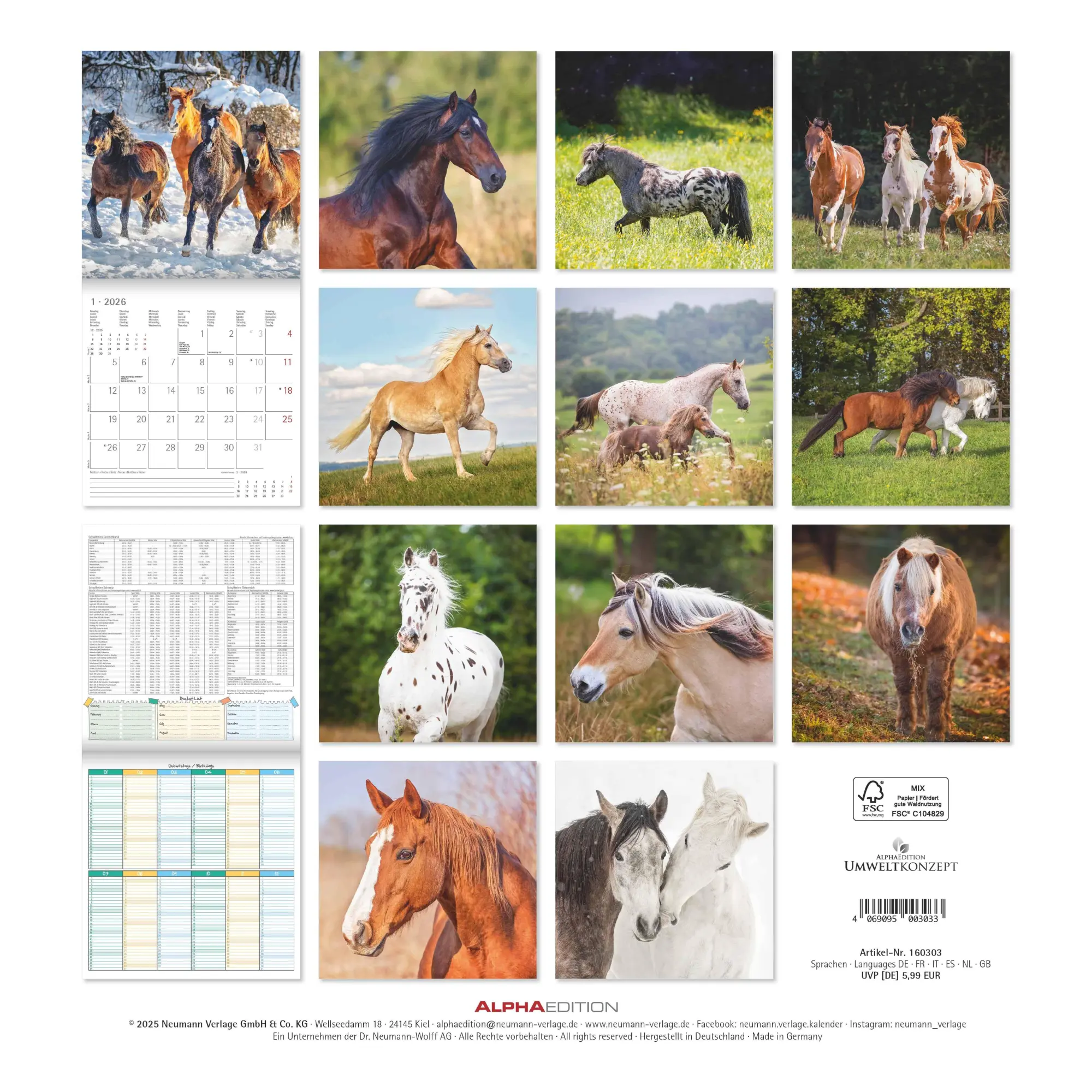 Rückseite: 4069095003033 | Pferde 2026 - Broschürenkalender 30x30 cm (30x60 geöffnet) -...