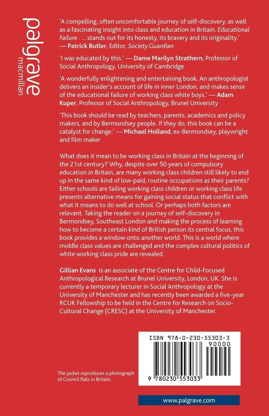 Rückseite: 9780230553033 | Educational Failure and Working Class White Children in Britain | Buch