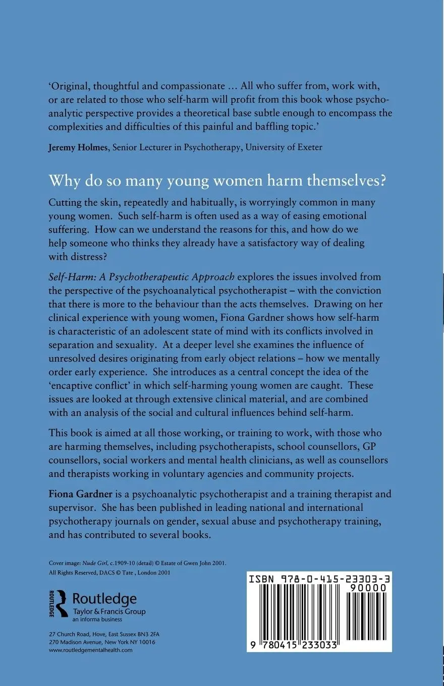 Rückseite: 9780415233033 | Self-Harm | A Psychotherapeutic Approach | Fiona Gardner | Taschenbuch