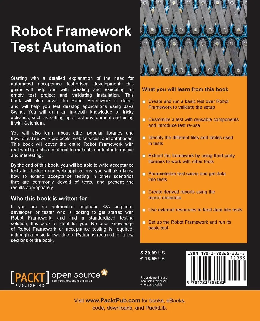 Rückseite: 9781783283033 | Robot Framework Test Automation | Sumit Bisht | Taschenbuch | Englisch
