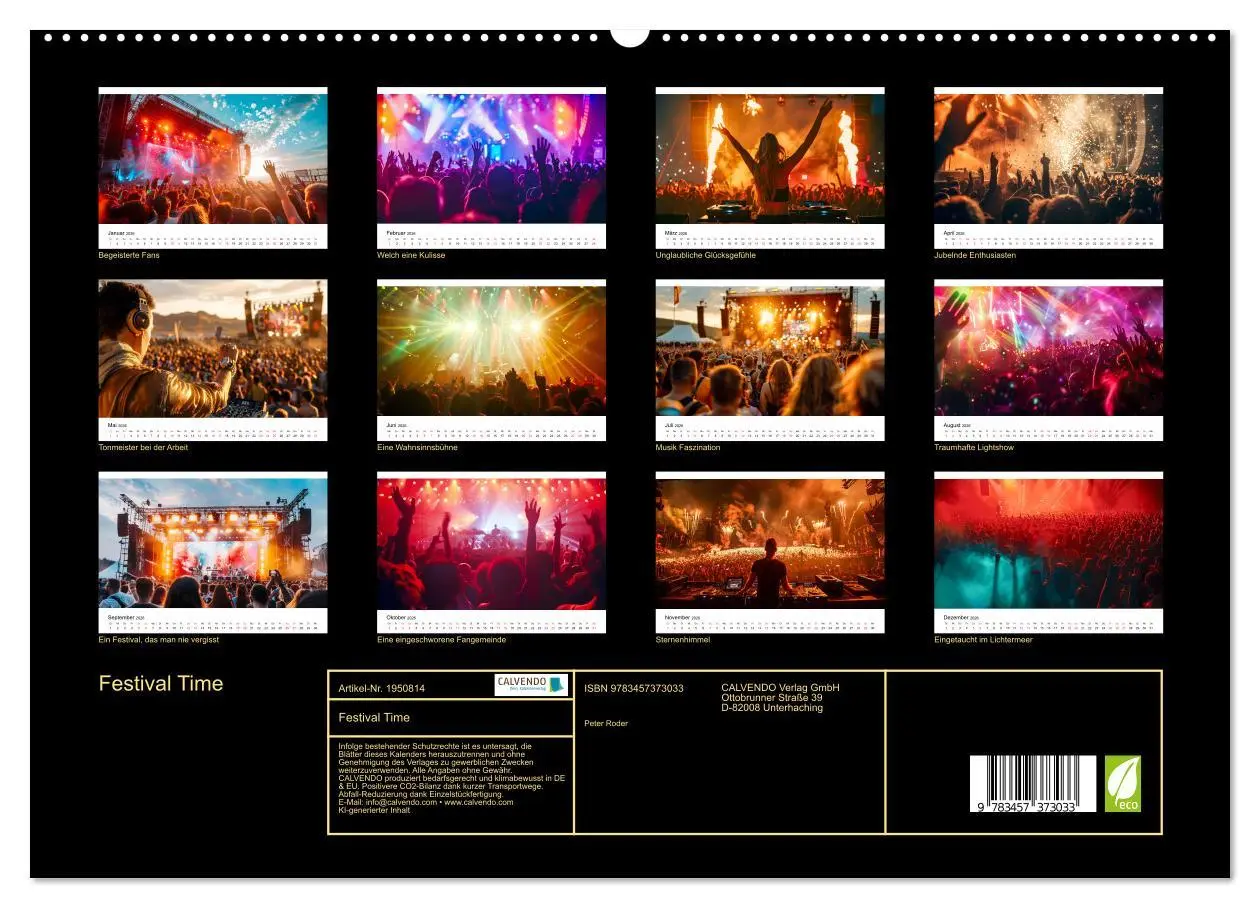 Bild: 9783457373033 | Festival Time (hochwertiger Premium Wandkalender 2026 DIN A2 quer),...