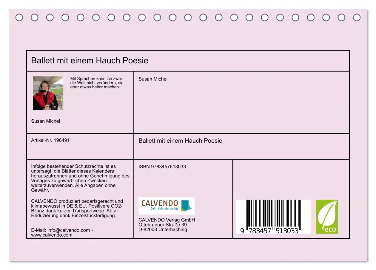 Bild: 9783457513033 | Ballett mit einem Hauch Poesie (Tischkalender 2026 DIN A5 quer),...