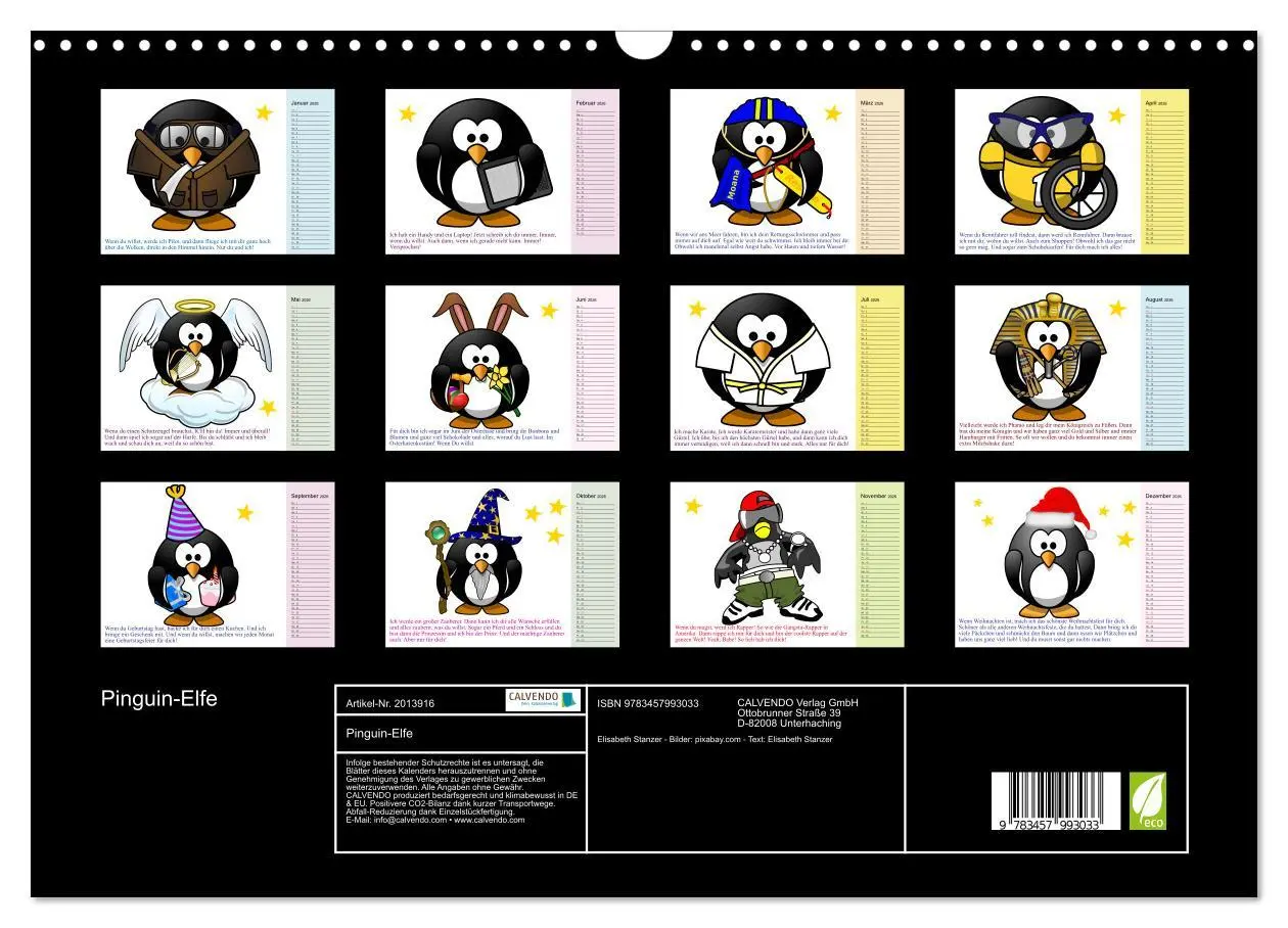 Bild: 9783457993033 | Pinguin-Elfe (Wandkalender 2026 DIN A3 quer), CALVENDO Monatskalender