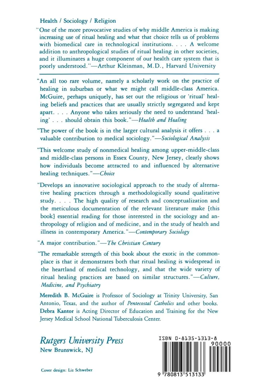 Rückseite: 9780813513133 | Ritual Healing in Surburban America | Meredith McGuire | Taschenbuch
