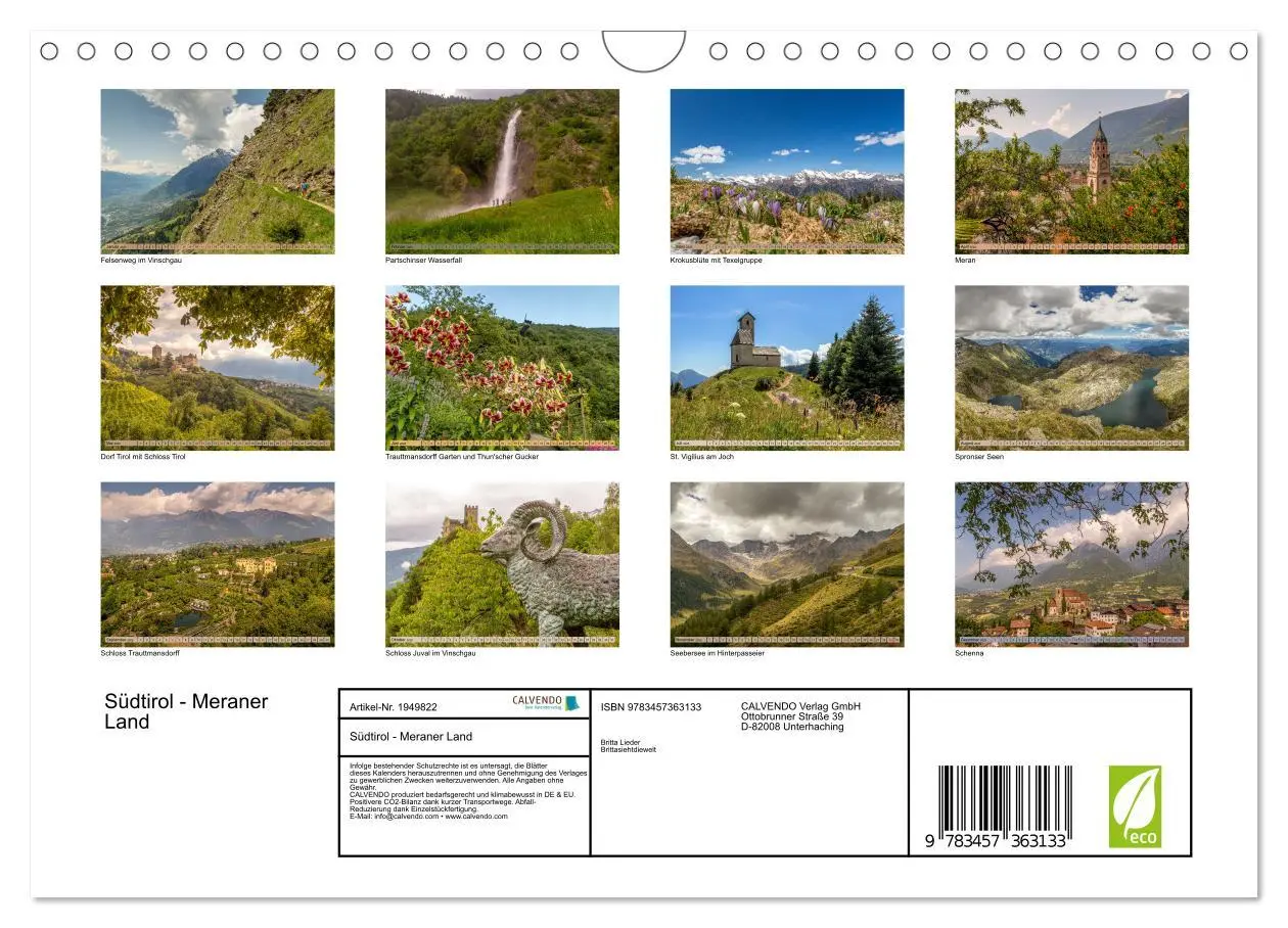 Bild: 9783457363133 | Südtirol - Meraner Land (Wandkalender 2026 DIN A4 quer), CALVENDO...