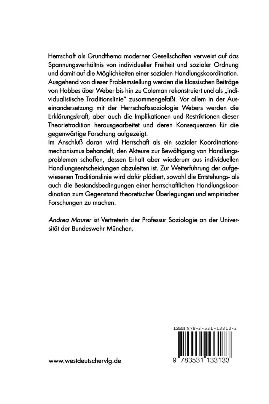 Rückseite: 9783531133133 | Herrschaft und soziale Ordnung | Andrea Maurer | Taschenbuch | 237 S.