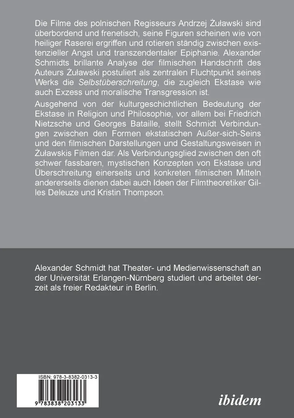 Rückseite: 9783838203133 | Kino der Ekstase | Alexander Schmidt | Taschenbuch | 158 S. | Deutsch