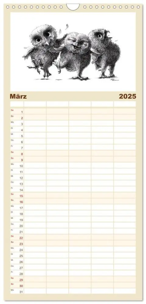 Bild: 9783457113233 | Familienplaner 2025 - owls &amp; friends 2025 mit 5 Spalten...
