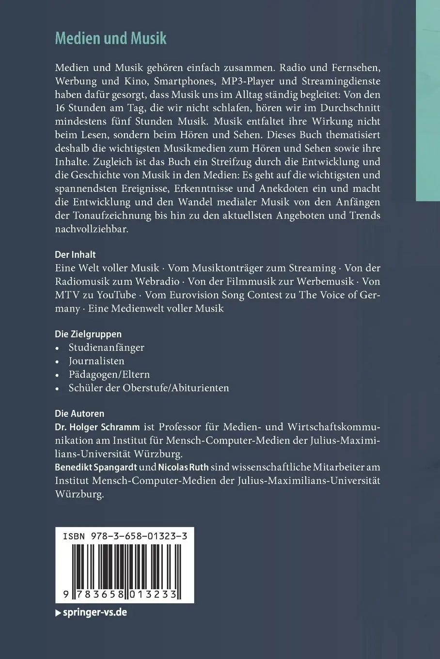 Rückseite: 9783658013233 | Medien und Musik | Holger Schramm (u. a.) | Taschenbuch | vi | Deutsch