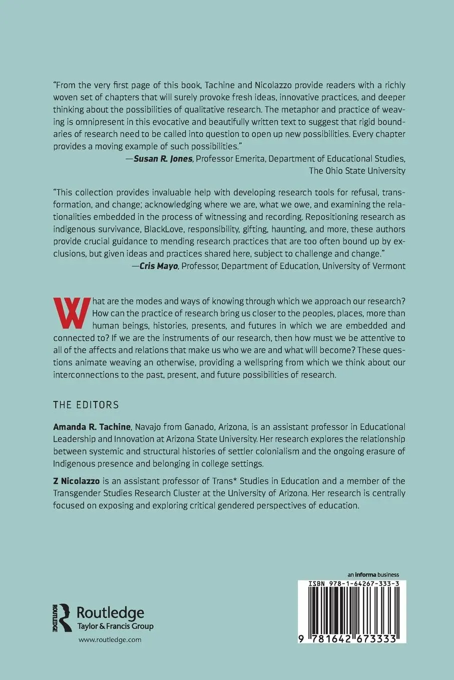 Rückseite: 9781642673333 | Weaving an Otherwise | In-Relations Methodological Practice | Buch