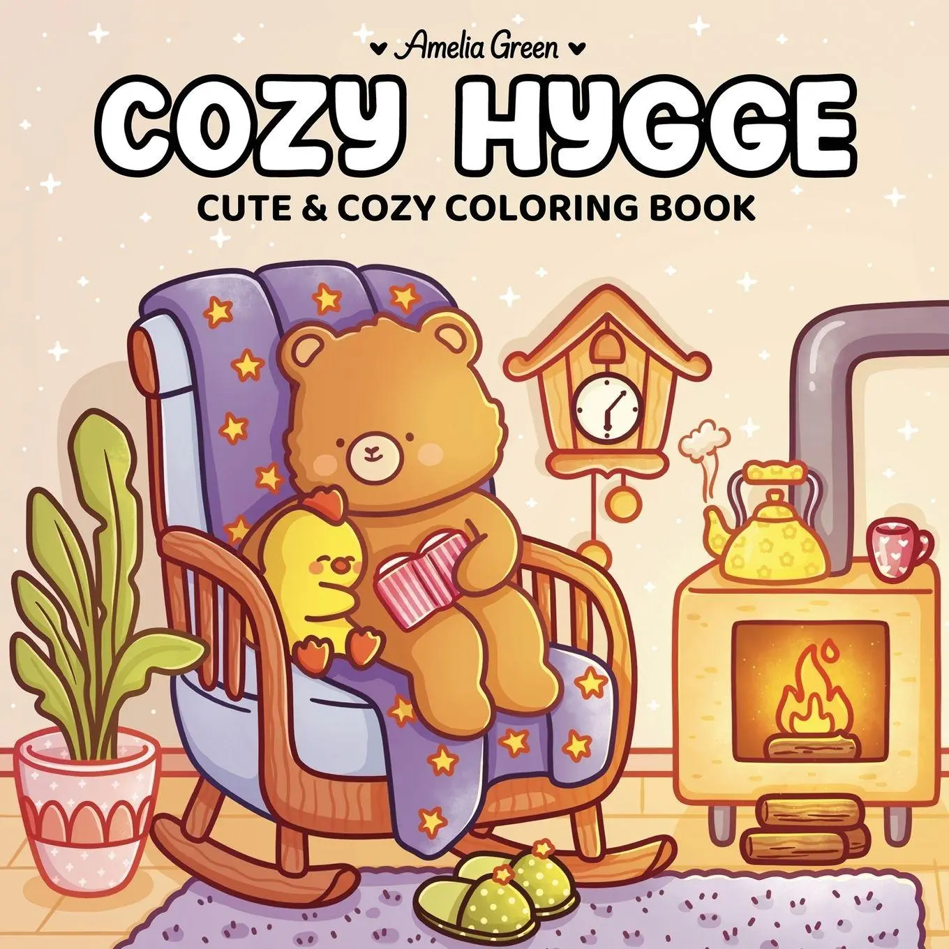 Cover: 9781964113333 | Cozy Hygge | Cute &amp; Cozy Coloring Book for Adults and Teens | Green