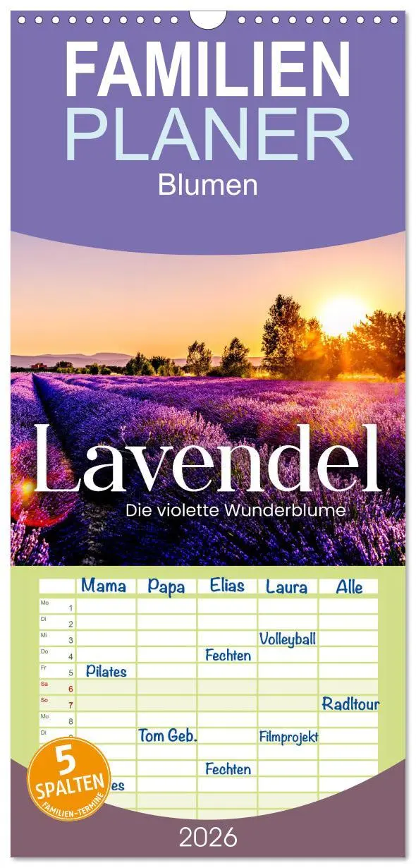 Cover: 9783516503333 | Familienplaner 2026 - Lavendel - Die violette Wunderblume mit 5...