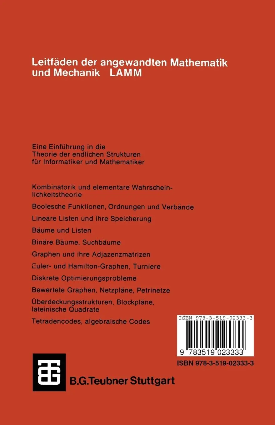 Rückseite: 9783519023333 | Mathematischer Einführungskurs für Informatiker | Diskrete Strukturen