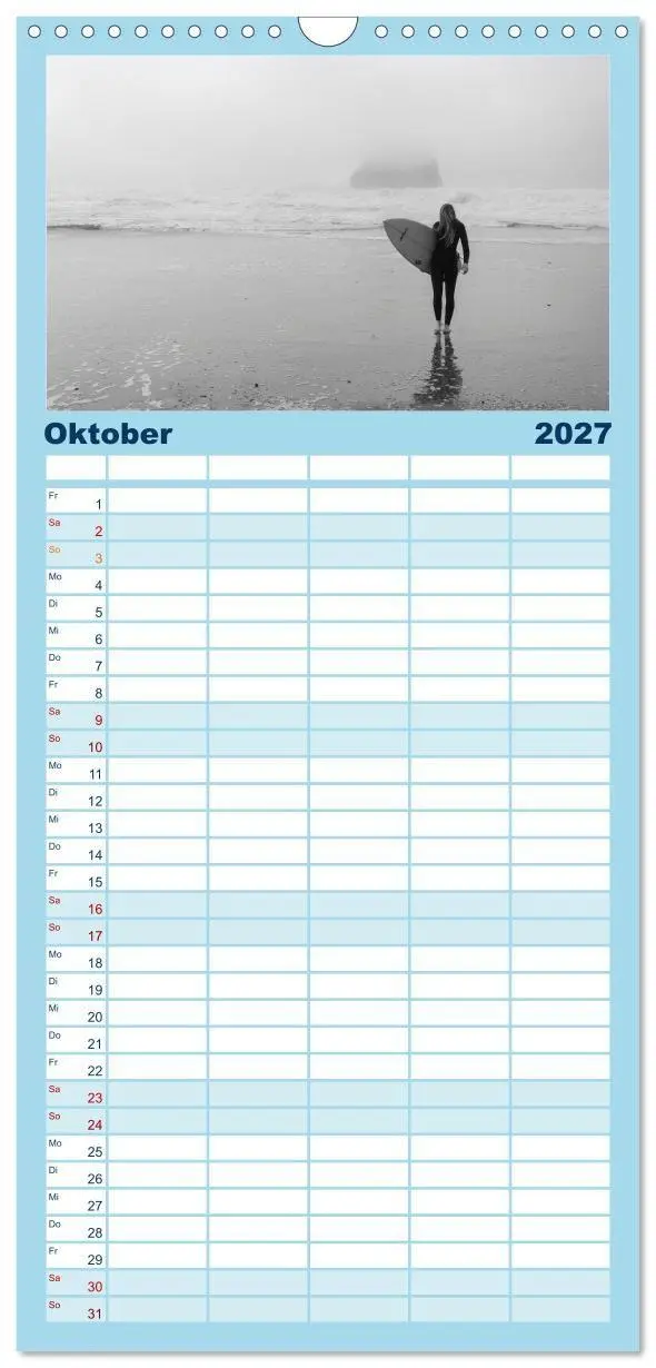 Bild: 9783594343333 | Familienplaner 2027 - Surfen - so cool mit 5 Spalten (Wandkalender,...