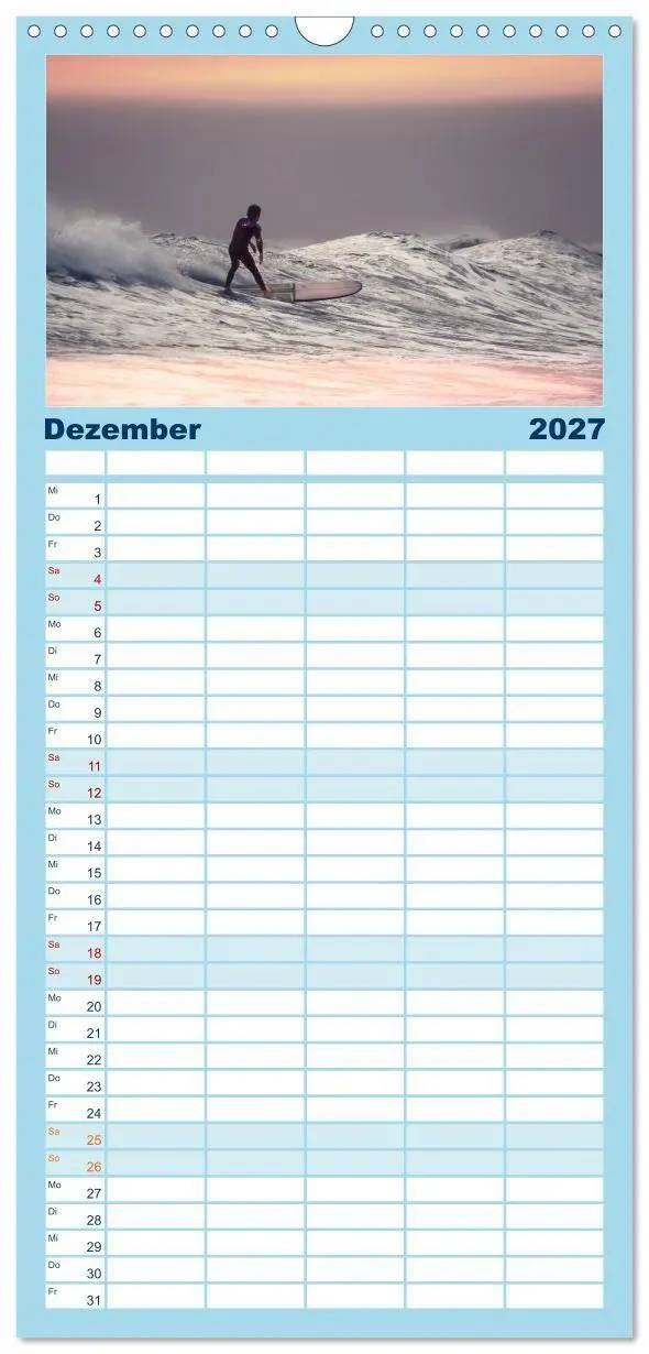 Bild: 9783594343333 | Familienplaner 2027 - Surfen - so cool mit 5 Spalten (Wandkalender,...