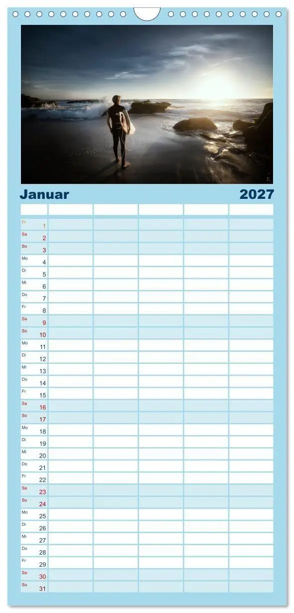 Bild: 9783594343333 | Familienplaner 2027 - Surfen - so cool mit 5 Spalten (Wandkalender,...