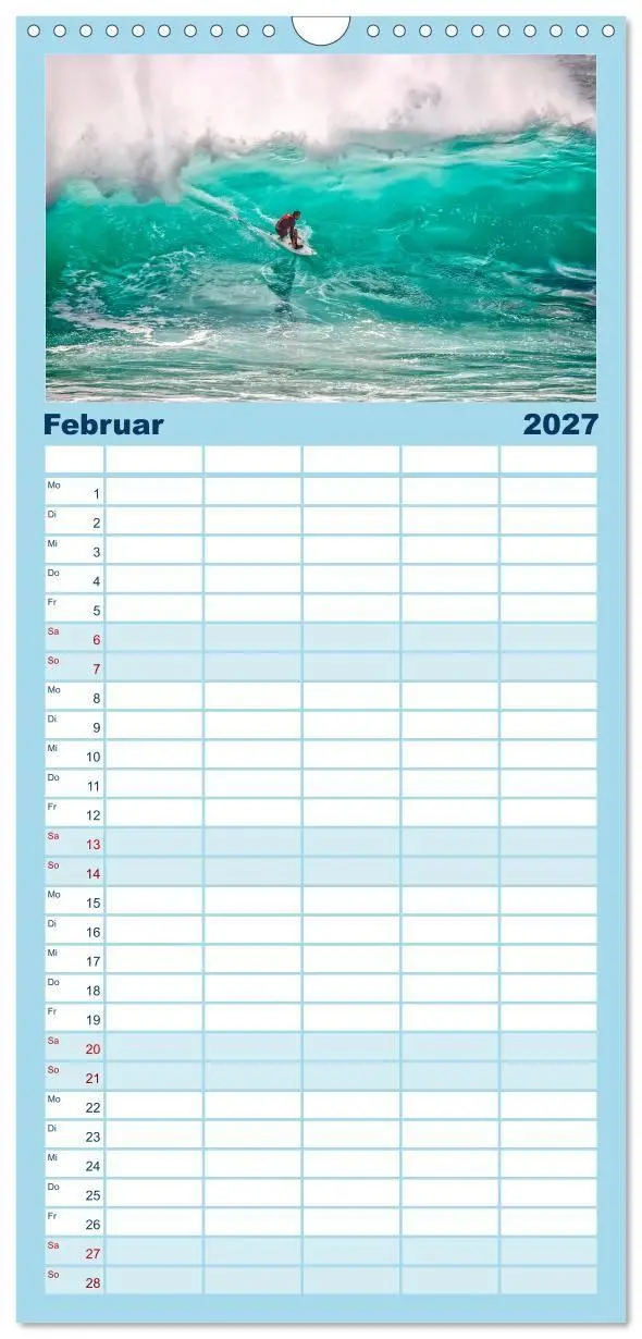 Bild: 9783594343333 | Familienplaner 2027 - Surfen - so cool mit 5 Spalten (Wandkalender,...