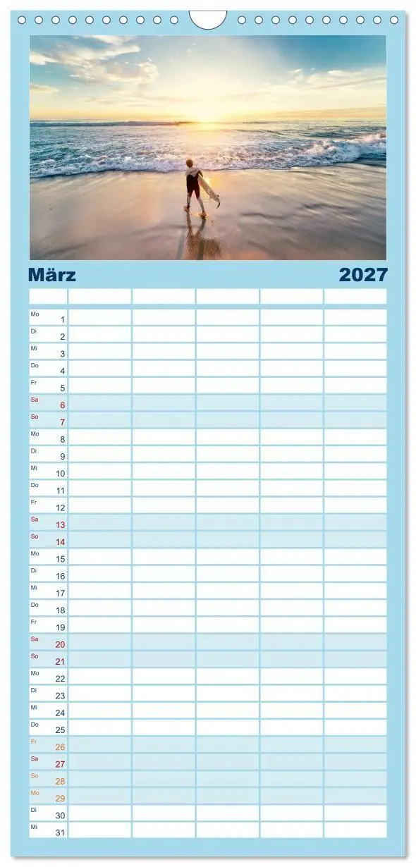 Bild: 9783594343333 | Familienplaner 2027 - Surfen - so cool mit 5 Spalten (Wandkalender,...