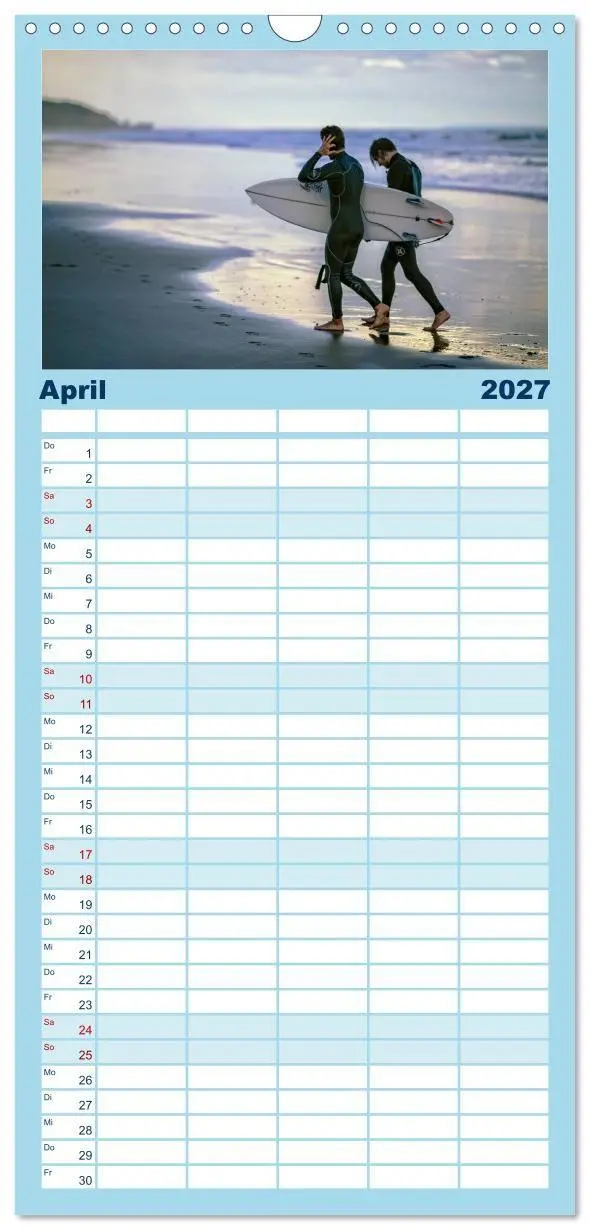 Bild: 9783594343333 | Familienplaner 2027 - Surfen - so cool mit 5 Spalten (Wandkalender,...