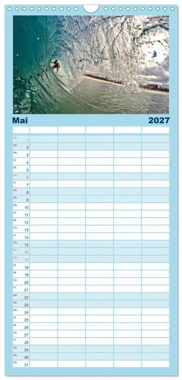 Bild: 9783594343333 | Familienplaner 2027 - Surfen - so cool mit 5 Spalten (Wandkalender,...